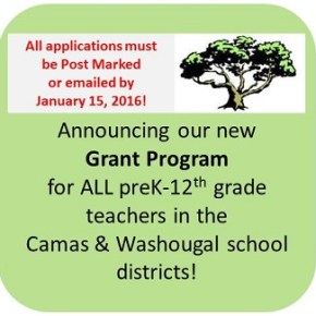 NEW!!!  Grants to Camas & Washougal school district&nbsp;teachers!