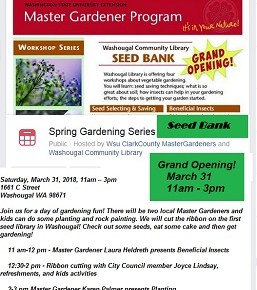 Grand Opening!  Washougal Library SEED BANK – March 31,&nbsp;11am-3pm