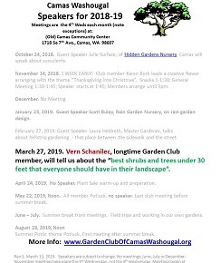 Updated 2018-19 Garden Club Speaker&nbsp;List