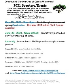 We are sorry – May 2021 Plant Sale&nbsp;Canceled