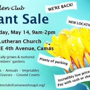 Garden Club Plant Sale, May 14, 9am-2 pm.  We’re back! NEW&nbsp;LOCATION!