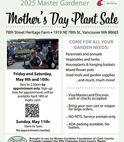 WSU Master Gardeners Annual Plant Sale – 9, 10 and 11 of&nbsp;May!